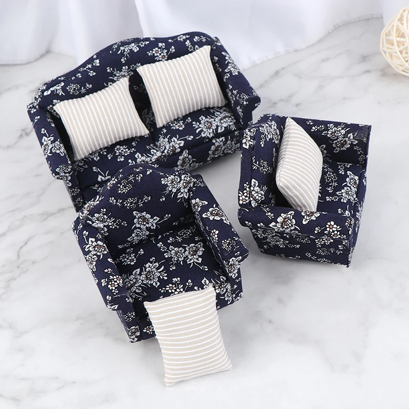 7 pcs Wooden Floral Sofa Cushions Kit for 1/12 Scale Dolls House Miniature Furniture Decoration Kids Child Pretend Play Toys | Игрушки и