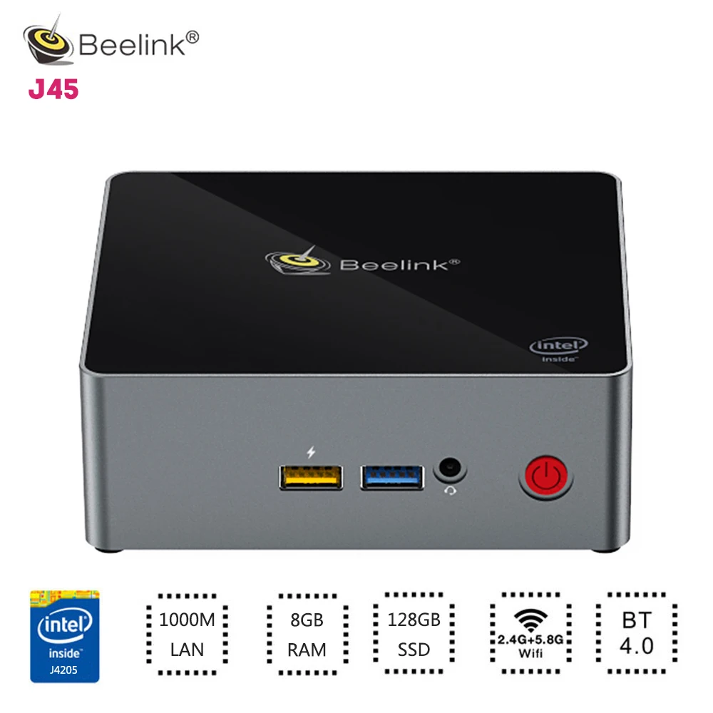 Оригинальный мини-ПК Beelink Intel J4205 8 ГБ ОЗУ 128 Гб SSD двойной HDMI USB 3 0 1000M LAN Поддержка 4K
