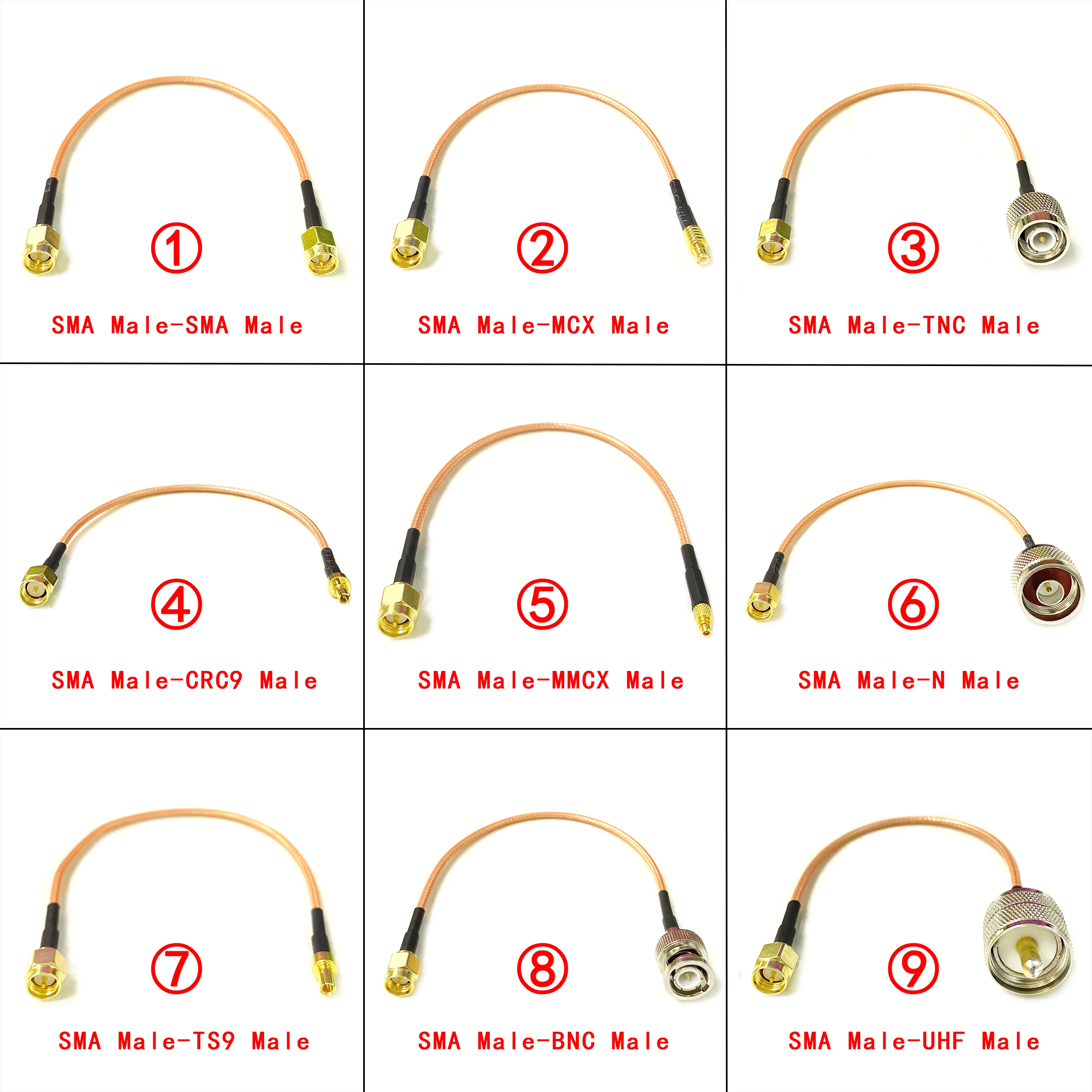 SMA штекер к N TNC BNC UHF MCX MMCX TS9 CRC9 прямой кабель Пигтейл RG316 для беспроводного Wi-Fi 3G 4G