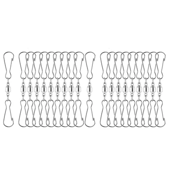

20 Pack Spinning Dual Clip Swivels Hanger Stainless Steel for Wind Sock Garden Bells Party Supply in Yard, Garden, Home