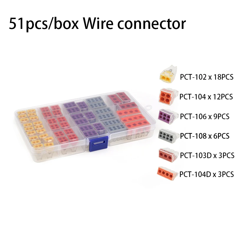 10-71 шт./кор. Укрась свою PCT-102-108 Универсальный Компактный проводной разъем проводки, для детей от 2 до 8 лет, PIN, проводниковый блок 0,75-2.5mm2 - Color: PCT-10Mix(51PCS)