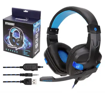 

SY860MV For PS4 Gaming Headphone With Mic Bass Stereo LED Blue Light Over Ear Men's favorite gifts Casco de juego For XBOX PS4
