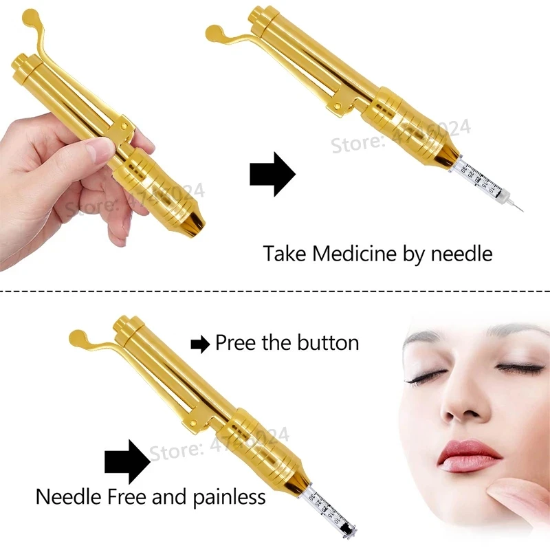 24k 0.3ml Gold Hyaluronic Acid Pen High Density Atomizer Lip Anti Wrinkle Lifting Meso Gun Needle-free Mesotherapy Nebulizer