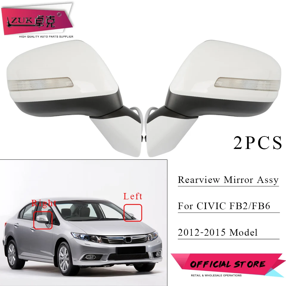 ZUK пара внешний Зеркало заднего вида в сборе для HONDA CIVIC FB2 FB3 FB4 FB6 2012 2013 5-шпильки с светодиодный поворотник светильник