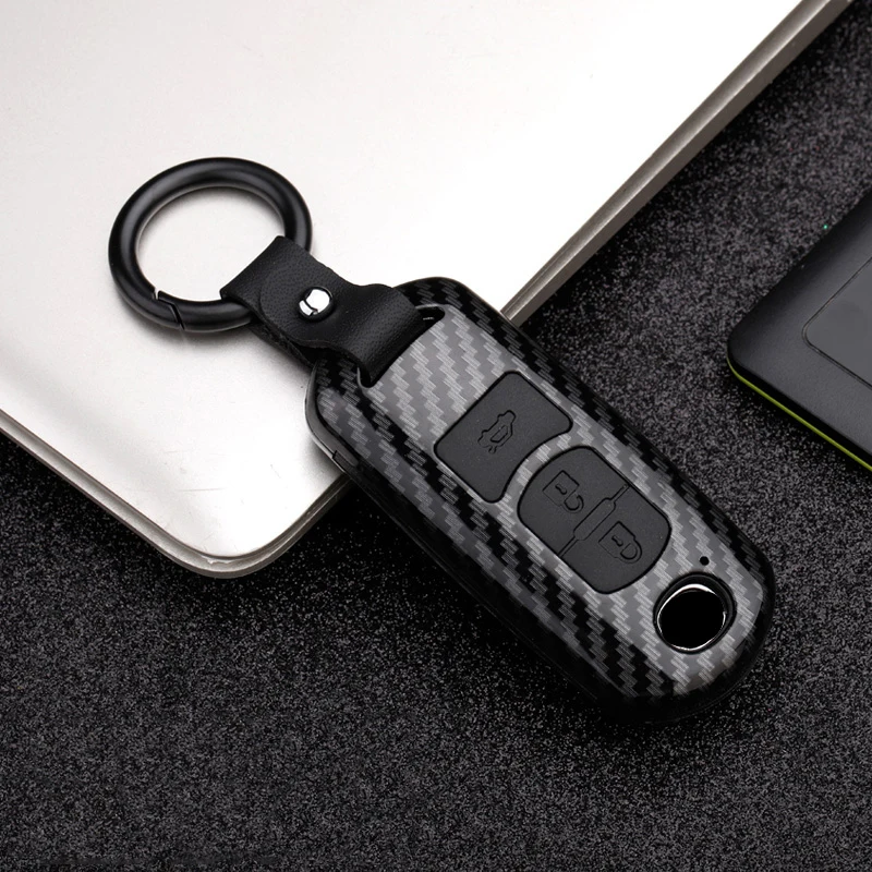 Fashion ABS+Silica gel Carbon fiber Car Remote Key Case Cover For Mazda 2 3 6 Axela Atenza CX-5 CX5 CX-7 CX-9 2014 2015 up key case key case cover car key shell