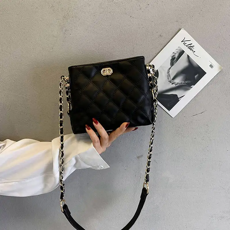 Мягкая кожаная женская сумка на одно плечо, французская мода, ромбовидная решетка, из искусственной кожи, на ремне, регулируемая сумка-мешок для женщин
