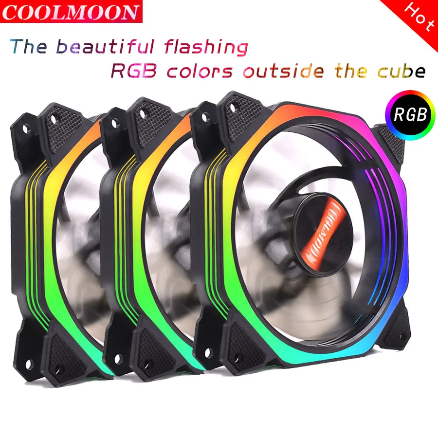 

COOLMOON Rubik's Cube chassis fan 12cmRGB cool external luminous silent operation chassis computer cooling fan