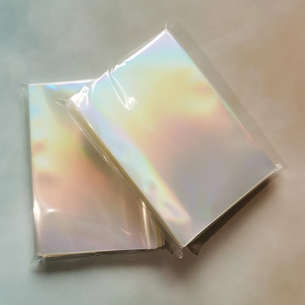 100PCS/LOT Gemstone Broken Glass Rainbow Foil YGO Transparent Laser Flashing Film Card Film Korea Idol Holographic Card Sleeves