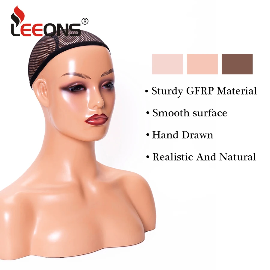 Realistic Female Mannequin Head with Shoulders for Display