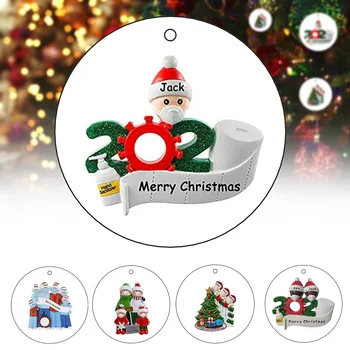 

2020 Christmas Tree Hanging Pendant Santa Claus Christmas Ornaments Round Indoor Decoration Props Holiday Party D6
