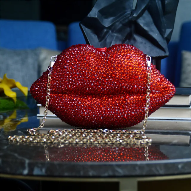 Red Lip Crystal Evening Bag 1