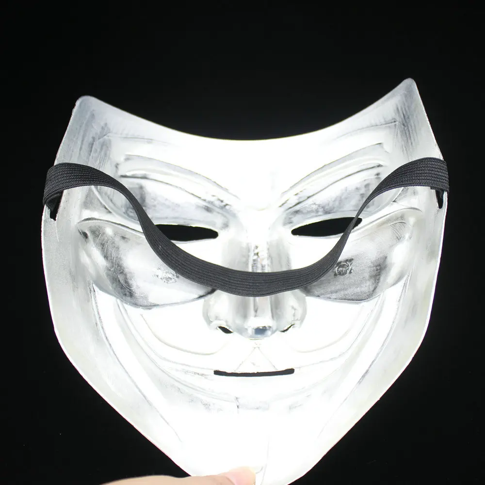 Золотые Серебряные вечерние маски V для Vendetta Маска Anonymous Guy Fawkes необычный аксессуар для костюма для взрослых вечерние маскарадные маски на Хэллоуин D3