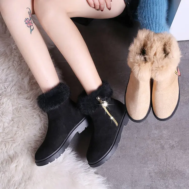 Botas mujer invierno/ г. Однотонные замшевые зимние теплые женские ботинки с круглыми носками женские модные ботильоны женская обувь 35-40