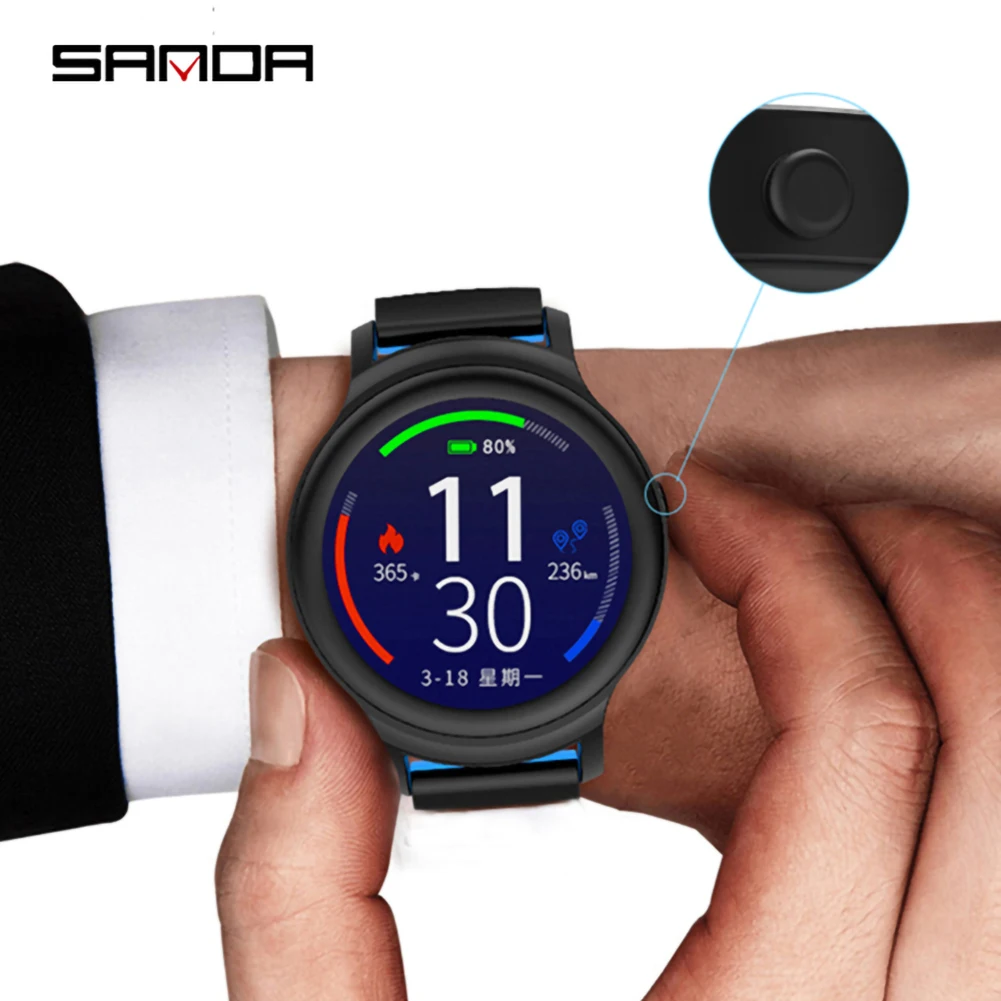 SANDA Смарт Bluetooth часы сенсорный экран Музыка контроль здоровья трекер сообщение напоминание наручные часы Совместимость для Android iOS