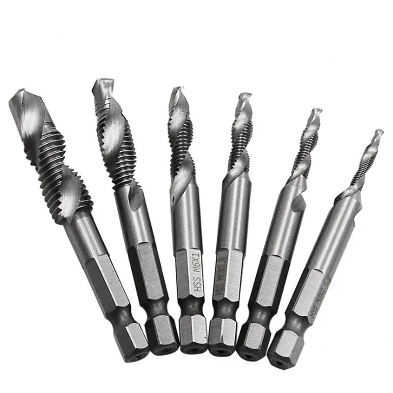 

1pc M3 M4 M5 M6 M8 M10 Metric Screw Taps Drill Bits HSS 1/4'' Hex Shank Thread Tap Spiral Screw Drill Bit Woodworking Tools