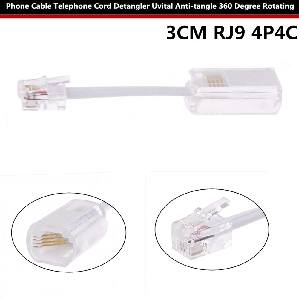 2 шт. 360 градусов вращающийся телефон катушки соединитель телефонный кабель Detangler электрическое оборудование стационарный анти обмотки офиса - Цвет: White Wired