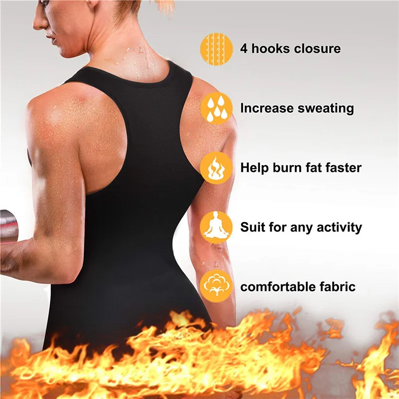 Thermo Women Neoprene Sauna Suit Waist Trainer Weight Loss Vest Hot Thermal Shirt Corset Body Shaper Zipper Sports Top Shapewear maidenform shapewear