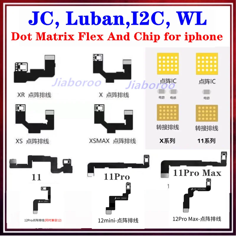 Jc I2C Luban Wl Dot Matrix Flex Cable Chips Per Iphone X Xs/11/12/12Pm Per Ipad Pro 3 4 Face Id Non Disponibile Riparazione
