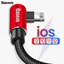 Usb-кабель Baseus 90 градусов для iPhone 11 Pro Max, шнур для быстрой зарядки и передачи данных, кабель для мобильного телефона для iPhone XS Max XR 8 7 6 6s 5 iPad