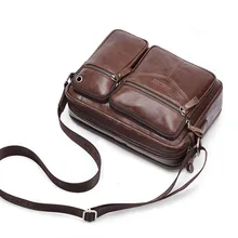 Мужские сумки-почтальонки из натуральной кожи для 10," IPAD, мультикарманные портфели, мужские винтажные Кожаные Офисные Сумки через плечо для Mini Ipad