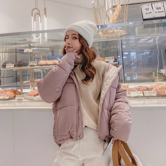 

Photo Shoot 19 Autumn down Jacket Women's Short Online Celebrity Harajuku-Style Loose-Fit Students BF Cotton-padded Clothes down