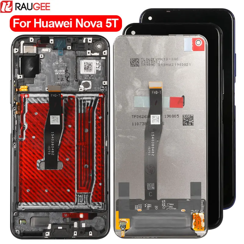 Для Huawei Nova 5 T ЖК-дисплей сенсорный экран с рамкой 100% новый дигитайзер стеклянная