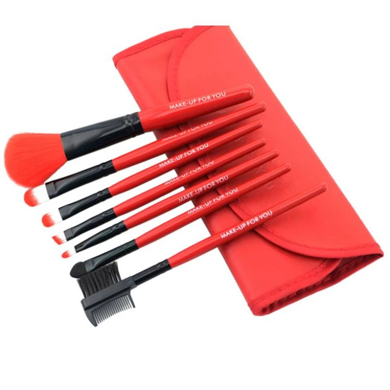 2015 Brand New 9 Colors Choose  Professional 7 pcs Makeup Brush Set tools Toiletry Kit Wool Brand Make Up Brushes Set Case