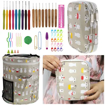 

Crochet Hook Set With Empty Yarn Storage Bag DIY Craft Tools For Crocheting And Knitting Needles Yarn Bag Sewing Accessories