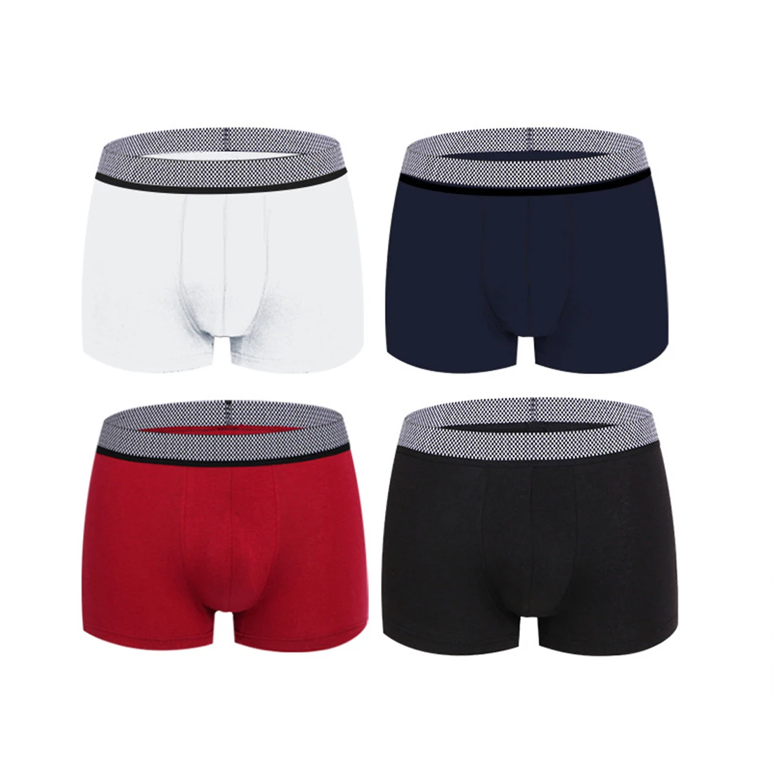 4pcs/set Male Panties Cotton Boxers Underwear Men's Boxer Waist Sexy Comfortable Boxer Breathable Solid Color - Цвет: 2