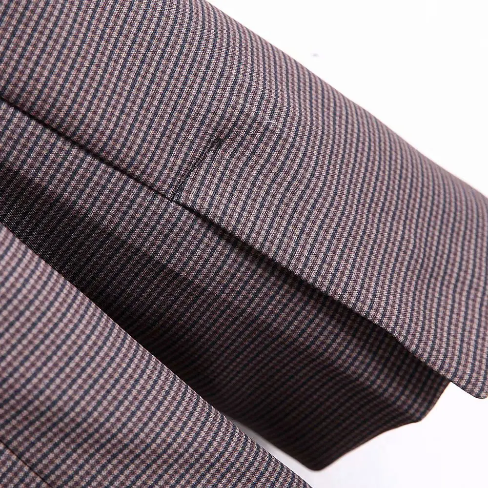 Vintage Stylish Office Wear Patchwork Plaid Long Blazer Coat Women Fashion Long Sleeve Pockets Female Outerwear Chic Tops