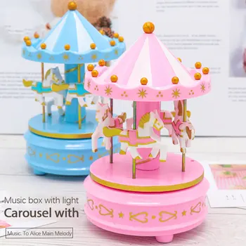 

Merry-Go-Round Wooden Music Box Carousel Horse Music Box Toy Child Baby Game Home Decor Christmas Wedding Birthday Gift 2020 Hot