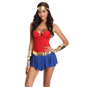 

Sexy Wonder Woman Costumes Adult Women Fancy Dress Diana Princess DC Comic Superhero Cosplay Cartoon Halloween Carnival Clothes