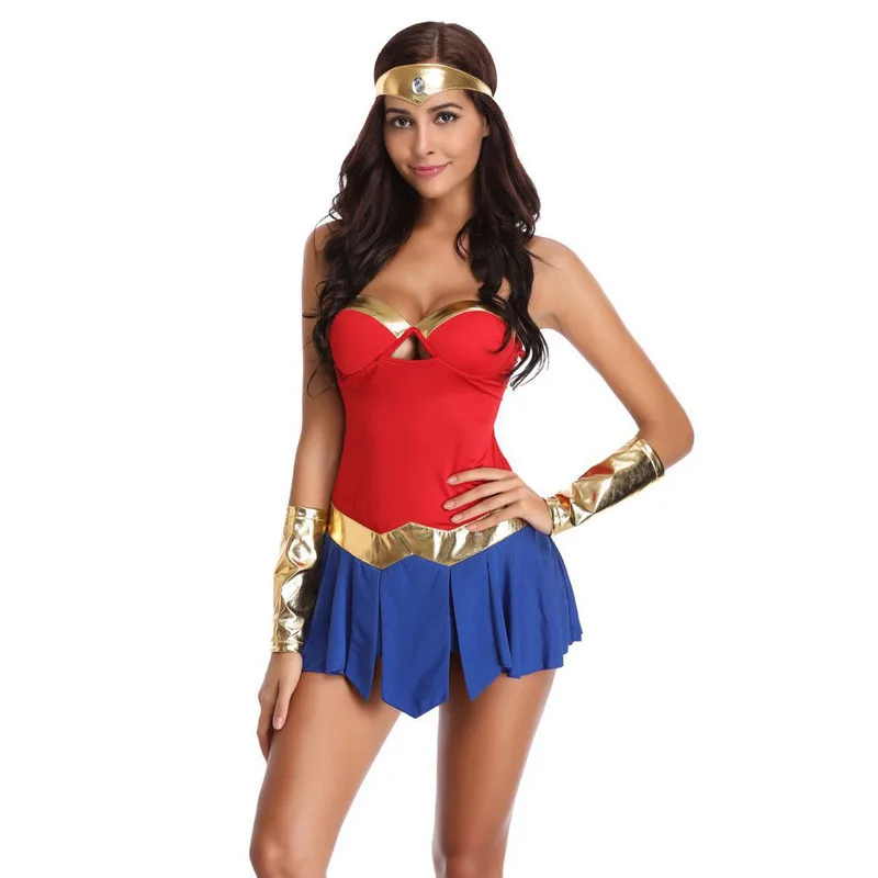 Sexy Wonder Woman Costumes Adult Women Fancy Dress Diana Princess DC Comic Superhero Cosplay Cartoo