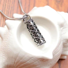 スターリングシルバーシリンダーロケットペンダントとローズフラワー祈りウィッシュメモリネックレス(China)