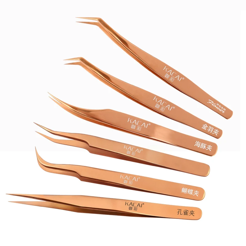 

6PC eyelash tweezers set High quality High adhesion lash tweezers professional eyelash extensions tweezer for volume fan lash