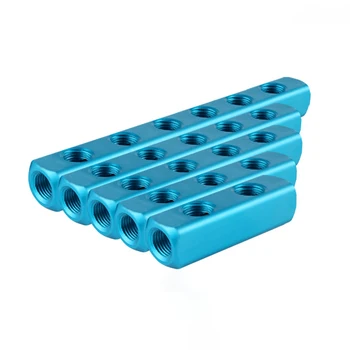 

Pneumatic Components1/4" PT Thread Port 2 3 4 5 6 7 8 9 Way Pneumatic Quick Connector Air Hose Aluminum Manifold Block Splitter