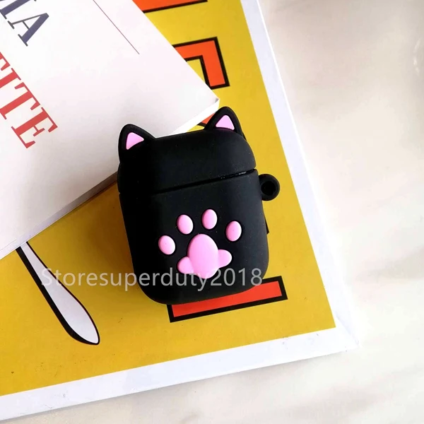 Blackpowdercatclaw Мультяшный для airpod беспроводной Чехол для наушников для Apple AirPods 2 Силиконовый чехол для зарядки наушников Защитный чехол для AirPods - Цвет: Blackpowdercatclaw