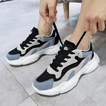 

New Designe Causal Shoes Woman Wedges Platform Sneakers Lace-Up New Breathable Casual Sneakers
