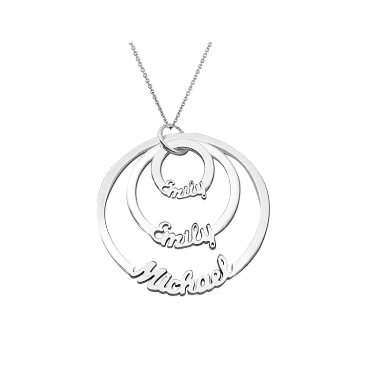 

Personalized 3-layer Circles Round Pendant Necklace Custom Names Family Necklaces Christmas Jewelry Gift For Mom Grandmother