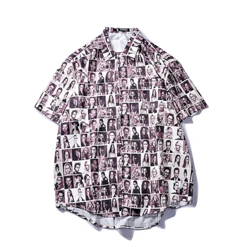 

Men's Casual Shirt Fashion Hawaiian Summer Youth Parklees Printed Short Sleeve Shirt Vintage Dress Steampunk White Man HH50CS