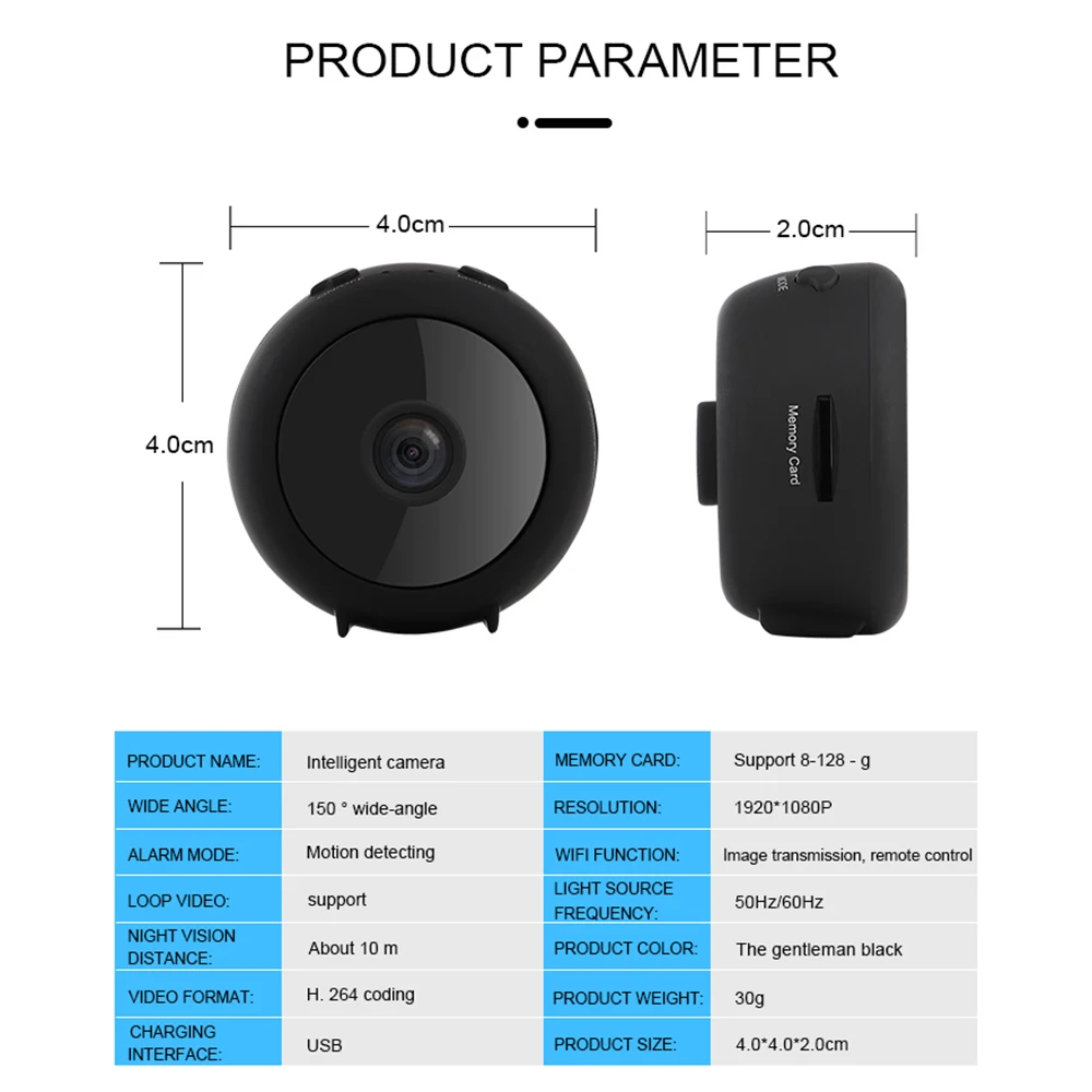 Мини-камера с разрешением 1080 P, Wi-Fi, ночное видение, домашняя камера безопасности, беспроводная камера наблюдения, CCTV, детектор движения, видео рекордер