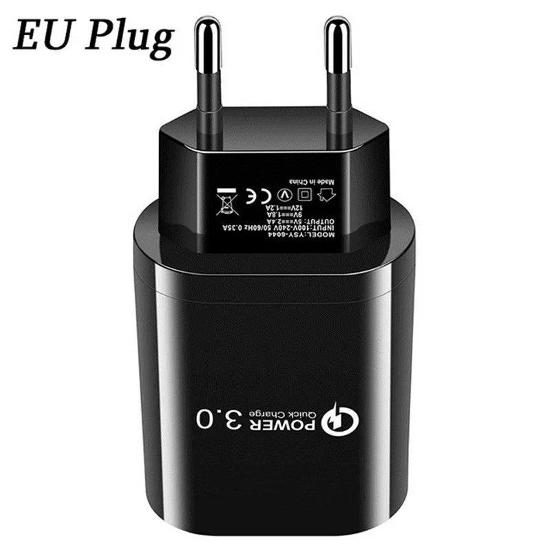 Для samsung S9 A70 huawei P Smart Z mate 20 lite 30 Pro Oppo Reno Phone QC 3,0 USB быстрое зарядное устройство и кабель для передачи данных типа C - Тип штекера: Only Black Charger