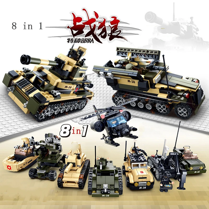 Brinquedo de Carro Tijolo de Montagem Brinquedo para Crianças 8 em 1 Blindado Militar Swat Soldado Arma Diy 1 High Quality Brinquedos e hobbies