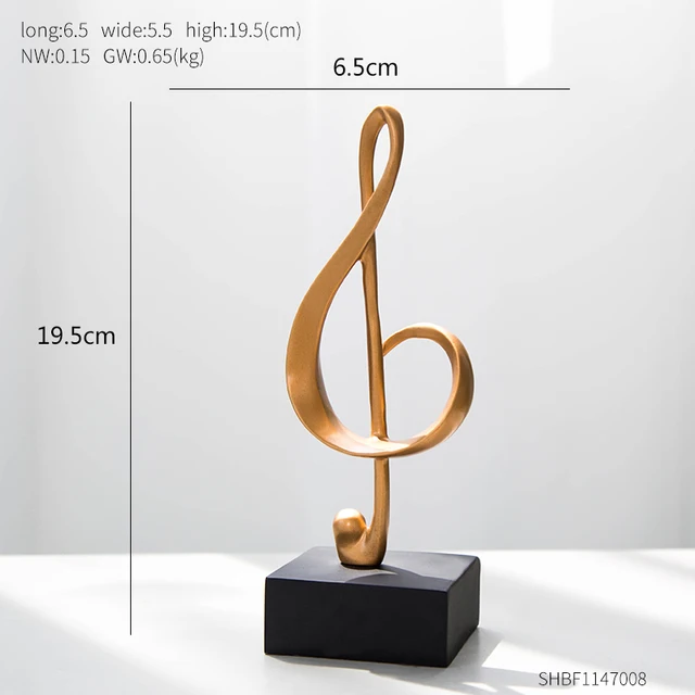 home decor accessories figurine decorative art statuette Golden musical note Handicraft Living Room Wine Cabinet Desk Ornaments height 19.5cm