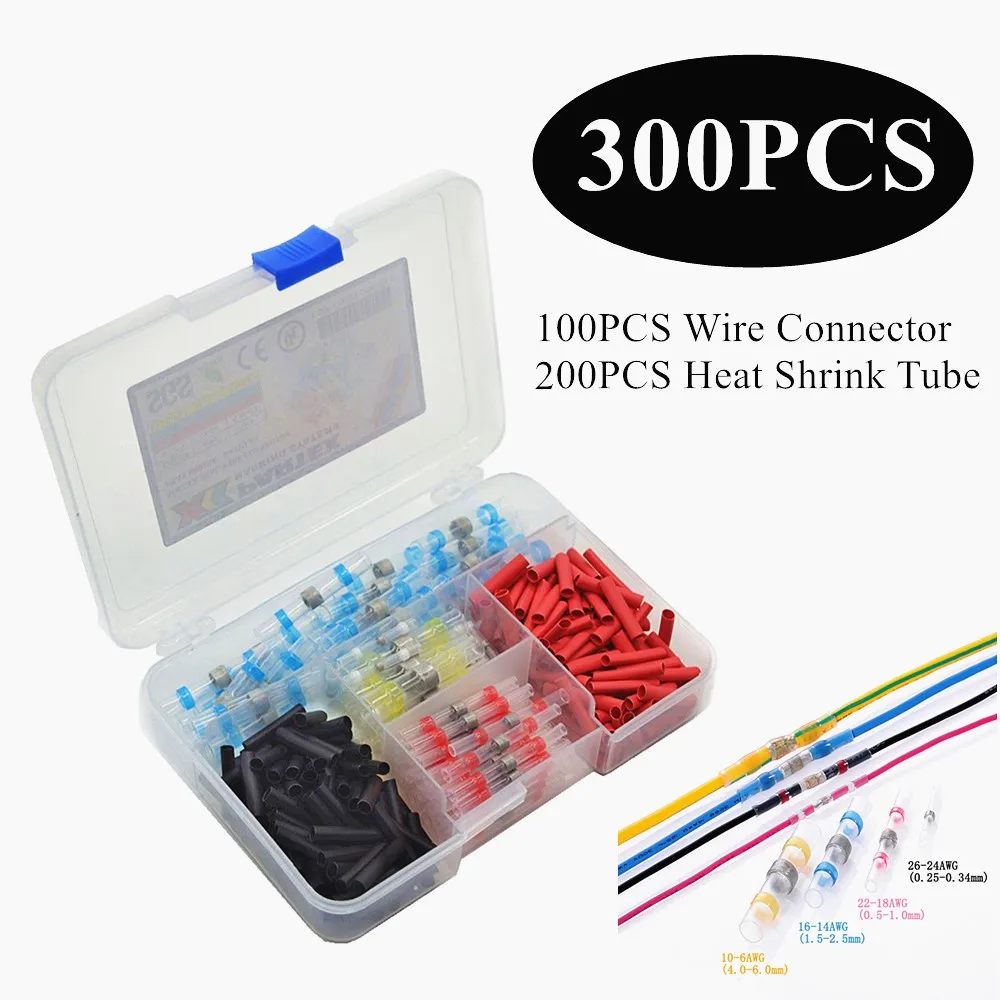 

Wire Connector Terminal Kit Solder Seal Connector Heat Shrink Butt Waterproof Butt Automotive Insulated Terminals Wire Joint