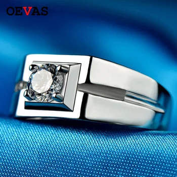 

Simple and Elegant 925 Sterling silver wedding rings for men Sparkling Zircon 8mm finger ring engagement party jewelry Gifts