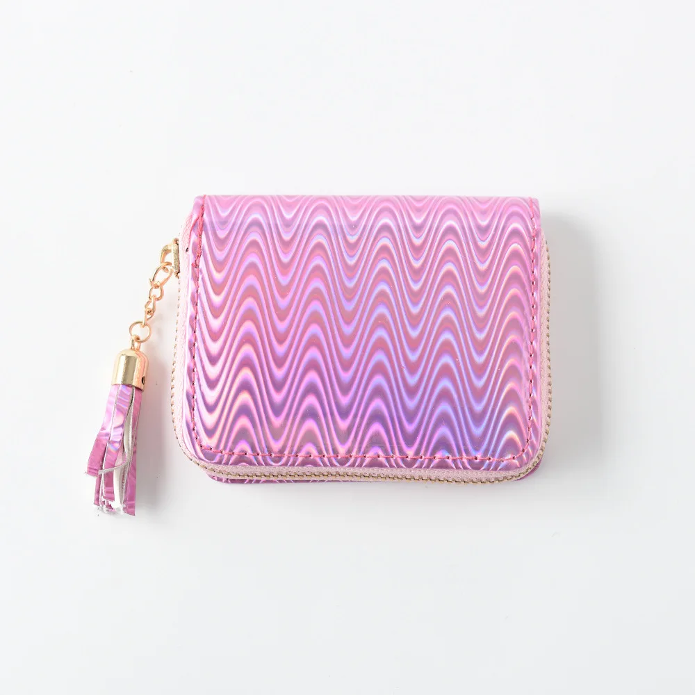 New Laser Short Women Wallet Mini Purse Portfel Holographic Small Zipper Coin ID Card Holder Cartera Mujer | Багаж и сумки
