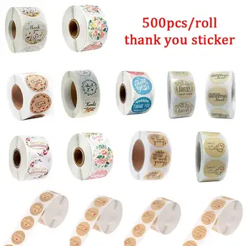 

500Pcs/roll Floral Thank You Sticker for seal label scrapbooking christmas sticke decoration sticker Stationery Sticker