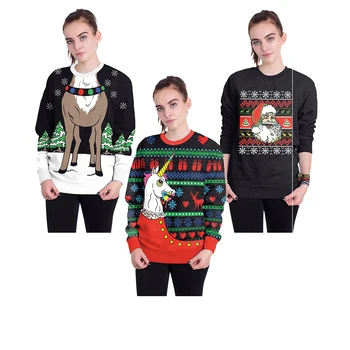 

2020 Ugly Christmas Sweater Santa Claus Printed Loose Sweater Men Women Pullover Christmas Novelty Autumn Winter Tops Clothing