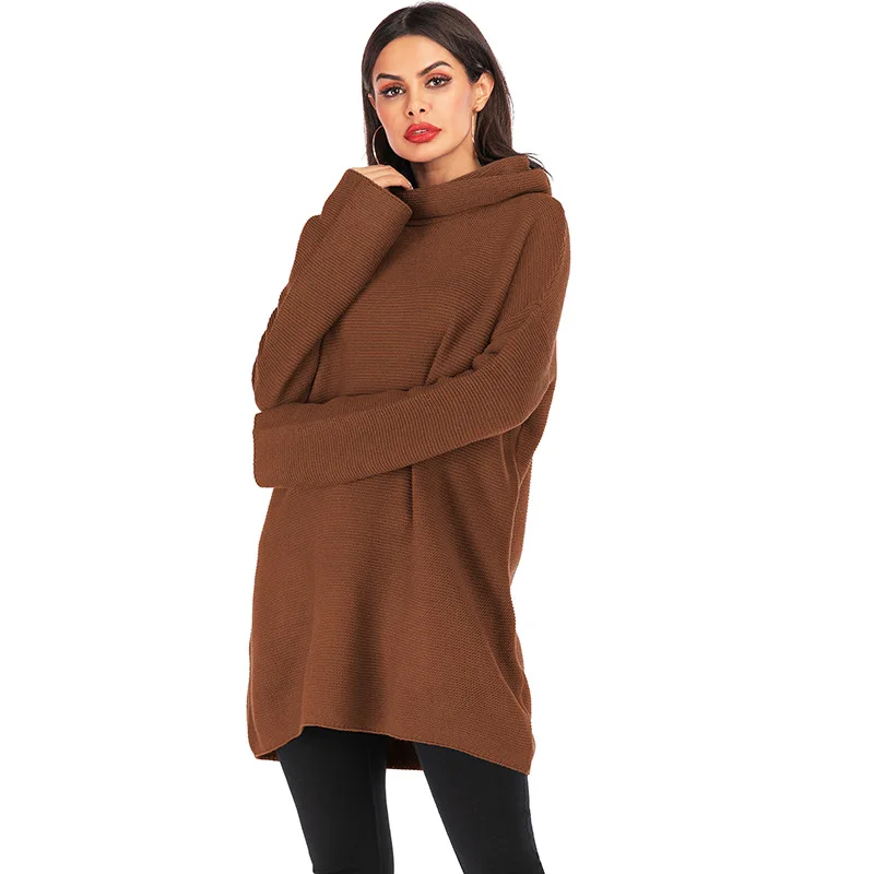Зимний женский свитер Европейский Американский женский модный Свободный вязаный плюс размер Femme пуловеры Длинные свитера женская одежда - Цвет: Brown
